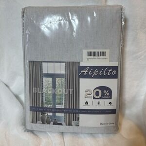 Aipilto‎ - Full Blackout Linen Blend Curtains Drapes 2 Panels 40"W x 84"L